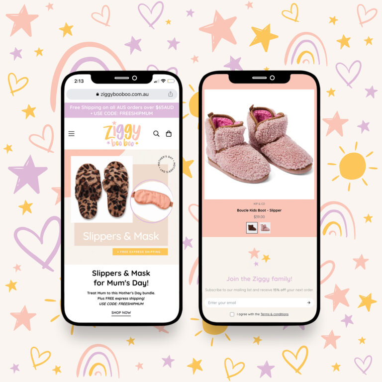 Ziggy boo boo - mobile responsive website design mockup on Shopify